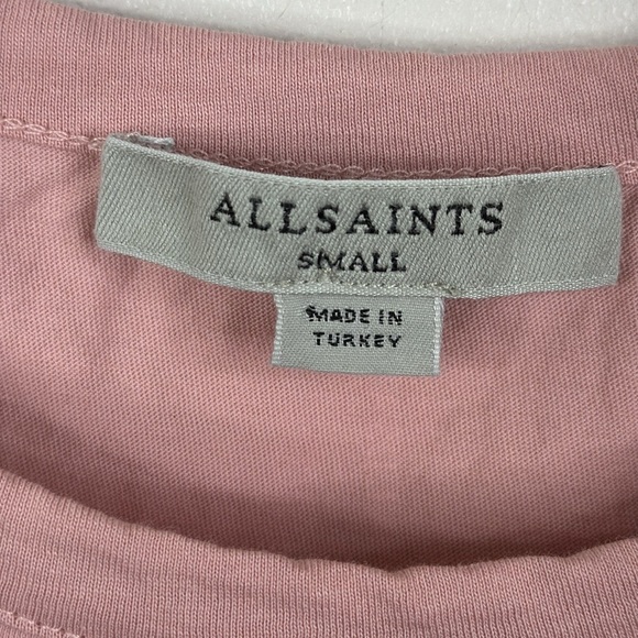 All Saints Women's Size Small Soft Pink Raw Hem Short Sleeve Tee - Picture 5 of 8